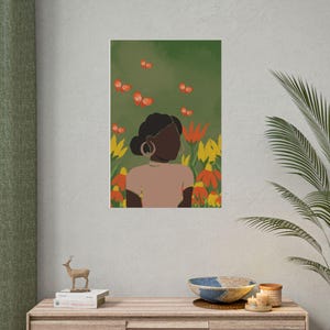Stampa artistica da parete, poster con illustrazione floreale di donna, energia primaverile ed estiva, poster arrotolati per l'arredamento della casa, stampa digitale