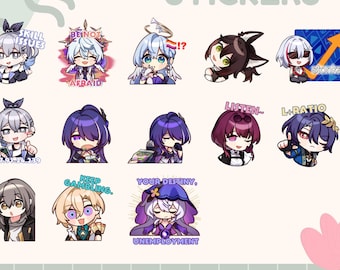 Honkai Star Rail Vinyl Stickers: Aventurine, Acheron, Black Swan, Caelus, Kafka, Ratio, Robin, Stelle, Silverwolf, Sunday