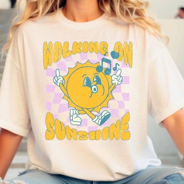 Walking on Sunshine Tshirt, Vintage Aesthetic Tee, Retro Aesthetic Tee, Retro Diner Character Tee, Positive Vibe Tee, Retro 50s T-Shirt