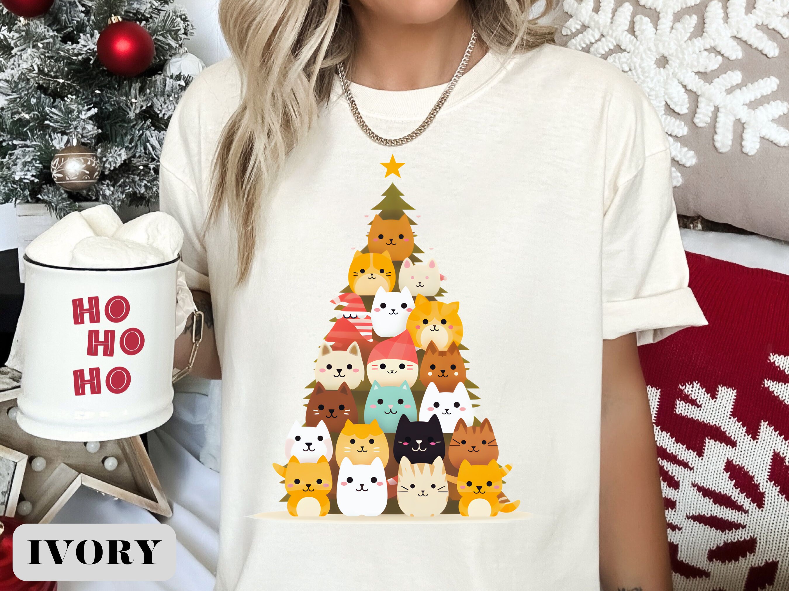 Cat christmas 2025 tree shirt