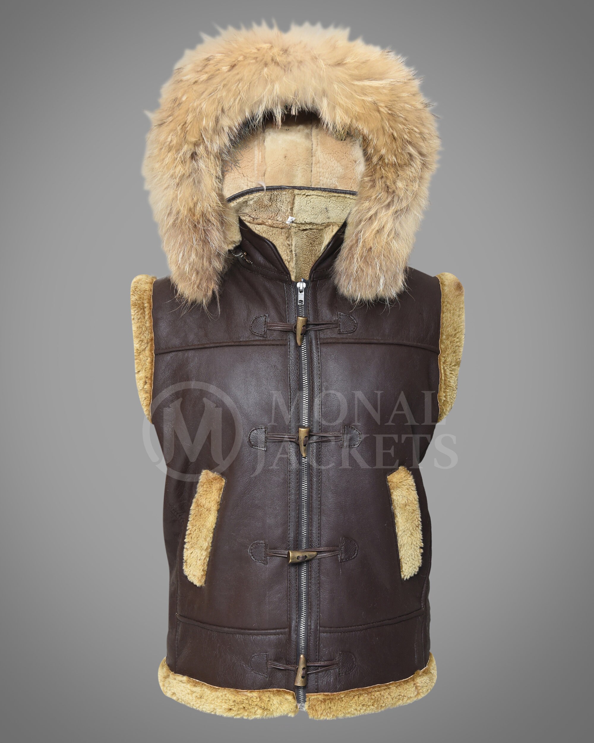 Vtg Rabbit Fur Vest Fashion Clothing Cosplay Costume Tie Front Sz M Brown  Spot