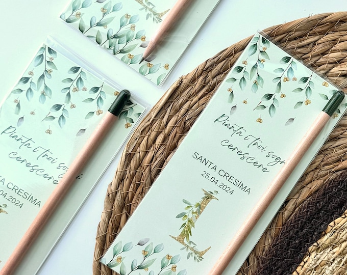 Personalized Wedding Seed Pencil Favors: Floral Kraft Card, Recyclable invitations, eco-friendly gifts.birthday gifts