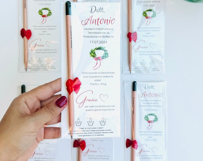 Personalized Graduation Seed Pencil Favors: Class of 2026 - Recyclable invitations, eco-friendly gifts.