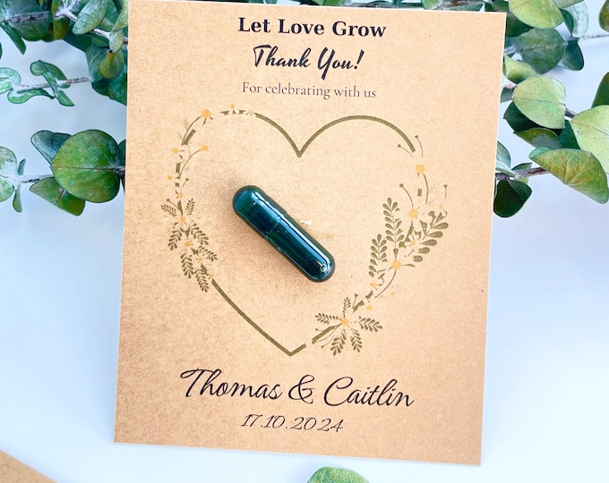 Personalized Wedding Seed Capsule Favors: Eco-Friendly Wedding Favor,