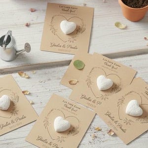 Tarjetas de agradecimiento de boda personalizadas con papel de semillas