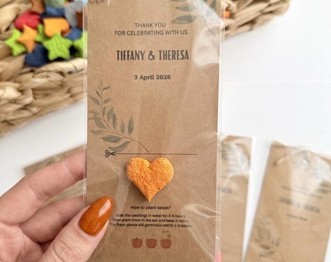 Personalized Seed Paper Bookmark,Plantable Thank You Gift,Personalize Christening Favor, Sustainable Party Favor