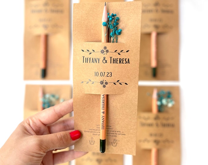 Eco-Friendly Wedding Place Cards with Seed Pencils - Personalized Wedding Favors