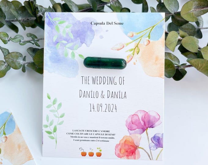 Personalized Seed Capsule Floral Card: Eco-Friendly Wedding Favors