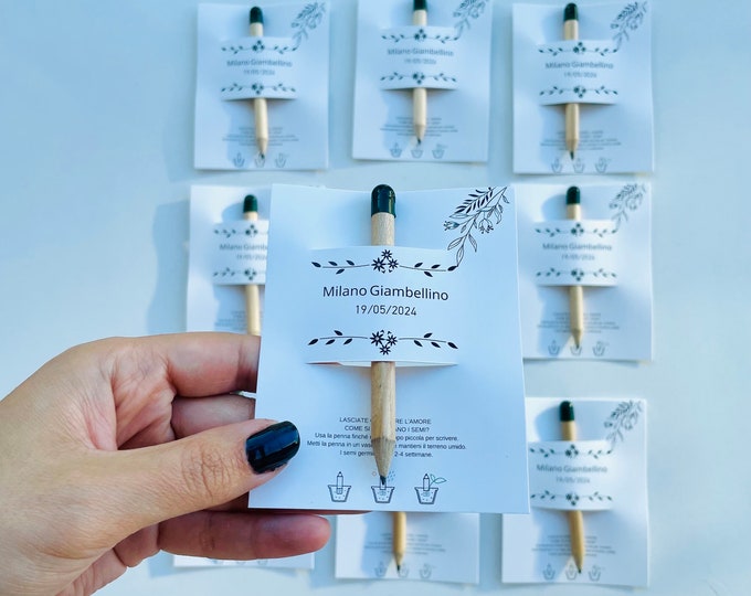 Personalized Wedding Favor: Personalized Pencil with Floral Card