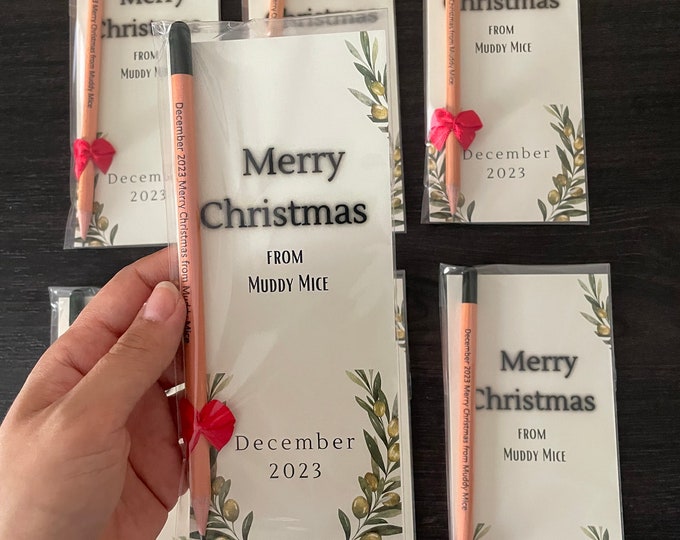 Personalized Christmas Seed Pencil Favors, Rustic Holiday Gifts