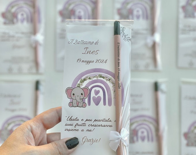Plantable Baby Party Seed Pencil Favors: Baptism, Christening Gifts, slime party favor, Happy Birthday
