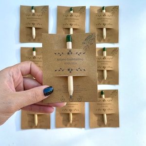 Piccolo segnaposto personalizzato *Regali di ringraziamento con penna per semi personalizzata*Regali piantabili per gli invitati al matrimonio*Regali speciali ecologici per gli ospiti