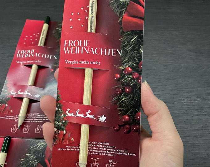 Personalized Christmas Seed Pencil Favors: Rustic Holiday Gifts