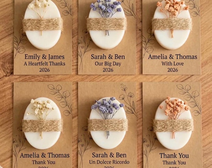 Personalized Soap Favors, Dried Flower Guest Baby Shower and Bridesmaid Gift, Rustic Wedding Favor