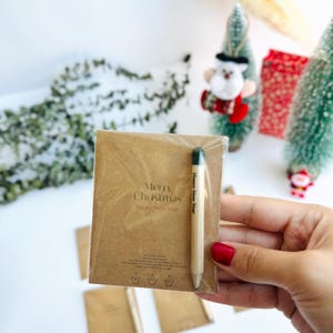 Piccolo segnaposto natalizio personalizzato *Regali di ringraziamento con penna per semi personalizzata*Regali piantabili per*Regali speciali ecologici per gli ospiti