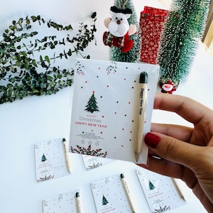 Piccolo segnaposto natalizio personalizzato *Regali di ringraziamento con penna per semi personalizzata*Regali piantabili per*Regali speciali ecologici per gli ospiti