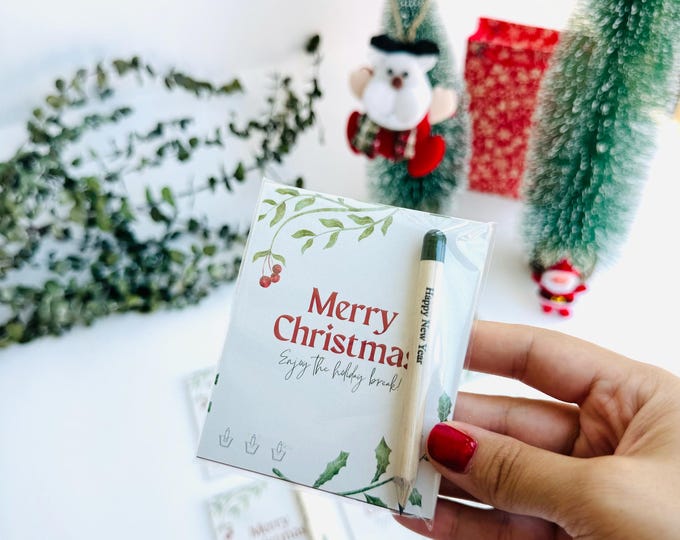 Personalized Christmas Seed Pencil Favors: Eco-Friendly Rustic Gift