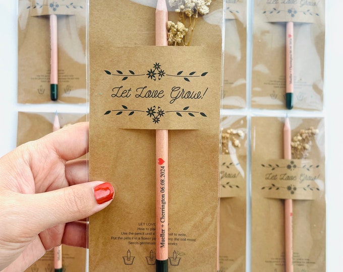 Personalized Seed Pencil Favors – Custom Engagement Party Gift – Eco Friendly Bulk Set