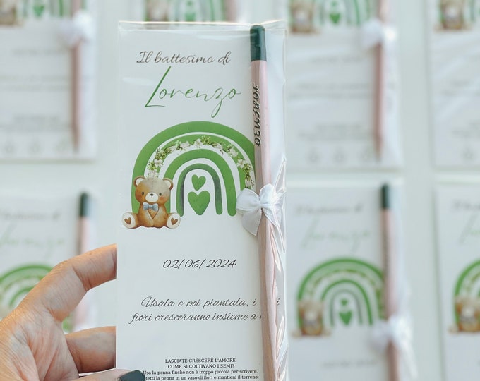 Custom Seed Paper Bookmark Favor – Christening Keepsake, Plantable Wildflower Gift for Guests