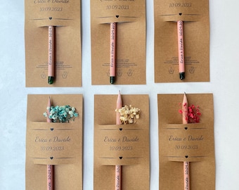 Ekologiczny ołówek z nasionami: spersonalizowany upominek ślubny z kartką Kraft