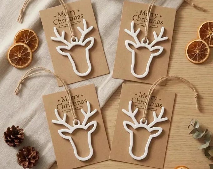 Personalized Christmas Deer Ornament 2027, Custom Name Keepsake, Eco-Friendly Plant-Based Decoration