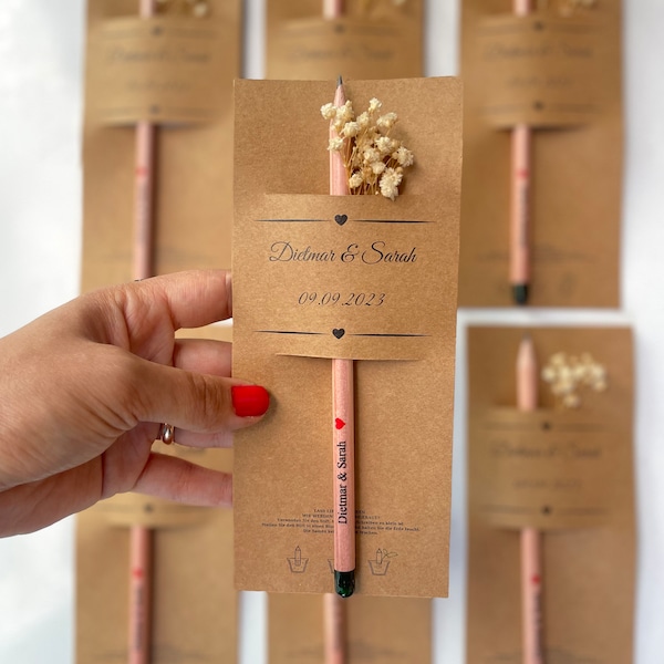 Personalized Wedding Pencil Thank You Favors,Plantable Seed Pencil Favor For Wedding Guests, Custom Eco Friendly Favors For Wedding Guests