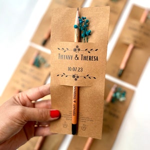 Penna con semi personalizzata Bomboniere di ringraziamento Bomboniera piantabile per gli invitati al matrimonio Bomboniere personalizzate ecologiche per gli ospiti immagine 5