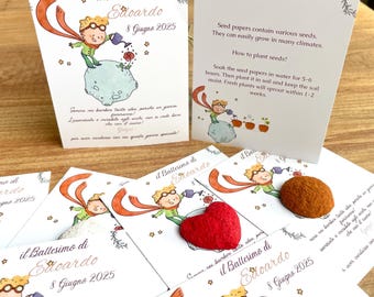 Bomboniere personalizzate con semi, con carta con semi piantabili, biglietto di ringraziamento per gli ospiti, segnaposto con semi, bomboniere per il battesimo