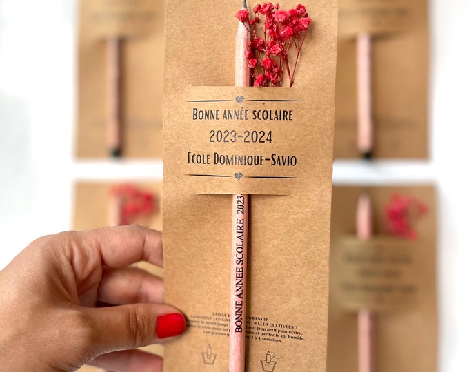 Personalized Wedding Seed Pencil Favors: Red Floral Newlywed Gift