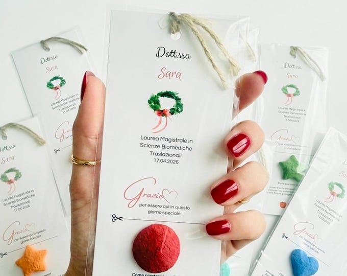 Personalized Seed Paper Bookmark,Plantable Thank You Gift,Personalize Christening Favor, Sustainable Party Favor