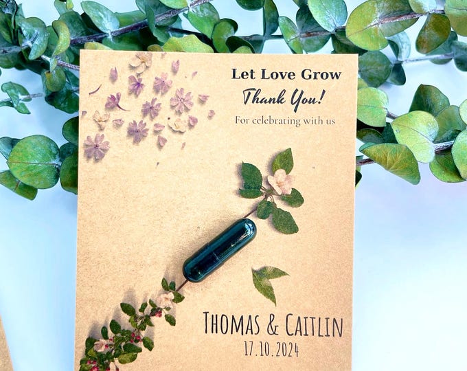 Personalized Seed Capsule Favors: Eco-Friendly Wedding Thank You Gift, Wedding , Baby Shower , Bridesmaid, Company