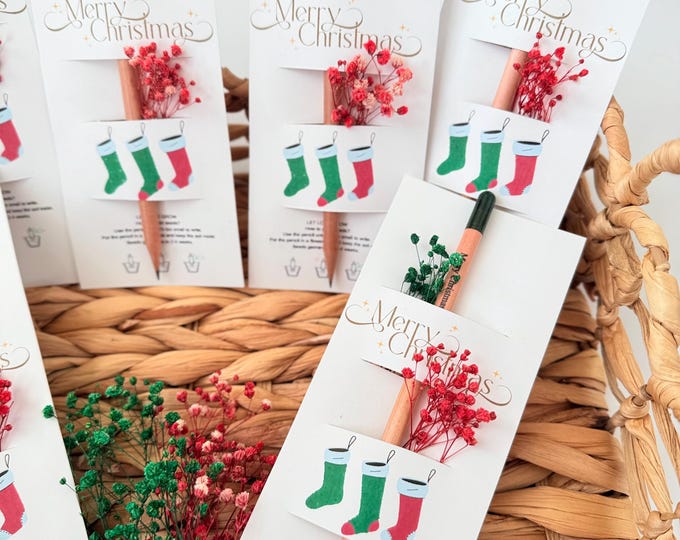 Christmas Plantable Seed Pencil Favors: Rustic Holiday Gifts