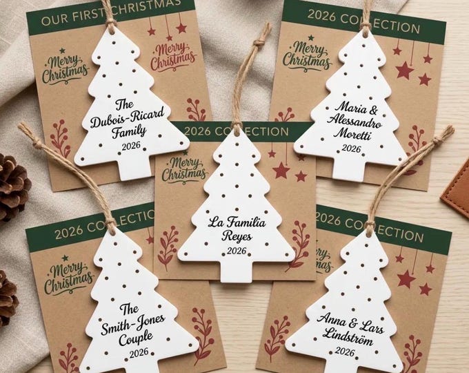 Personalized Christmas Ornament 2026, Custom Name Tree Decoration, Eco-Friendly Plant-Based Keepsake