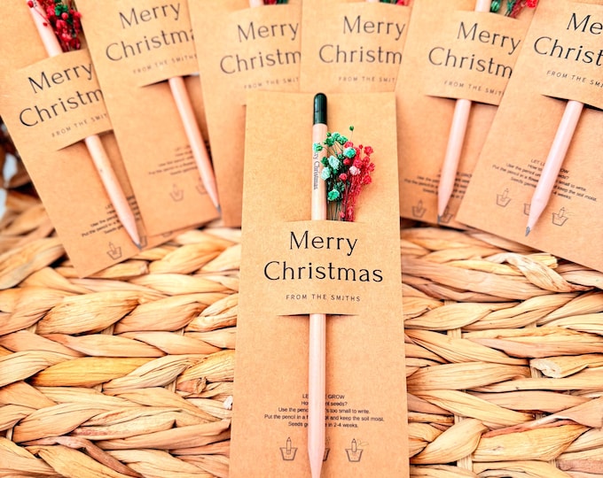 Personalized Christmas Seed Pencil Favors: Eco-Friendly Holiday Gifts