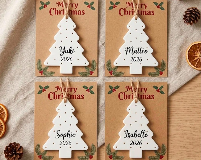 Personalized Christmas Tree Ornament 2026, Custom Name Keepsake, Eco-Friendly Plant-Based Decoration