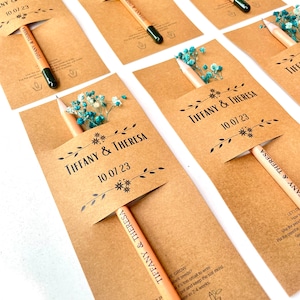 Penna con semi personalizzata Bomboniere di ringraziamento Bomboniera piantabile per gli invitati al matrimonio Bomboniere personalizzate ecologiche per gli ospiti immagine 1