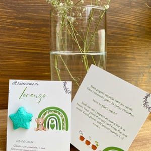 Gepersonaliseerde zaadkaart bedankjes, met plantbaar zaadpapier, Bedankkaart voor gasten, tijdelijke aanduiding zaaipapier, doopbedankjes
