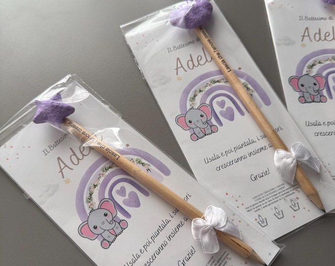 Personalized  Paper Pencil Favors: Baptism, Christening, First Communion,Recyclable invitations, eco-friendly gifts, birthday gifts
