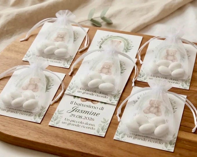 Almond Candy Personalized Guest Favors Custom Baby Shower Gift Bag First Communion Thank You