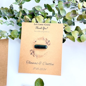 Cápsula de semente personalizada, cartão de sementes, agradecimento, lembrancinhas plantáveis para convidados de casamento, lembrancinhas ecológicas personalizadas para convidados