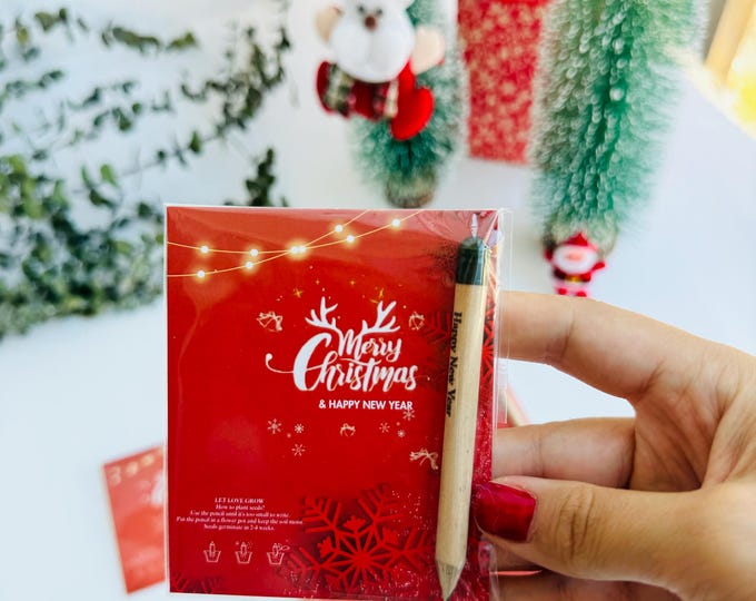 Personalized Christmas Seed Pencil Favors: Eco-Friendly Rustic Gift