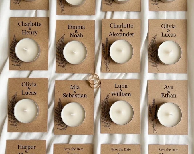 Personalized  Candle Favors, Wedding, Baptism, Baby Shower Thank You Gift