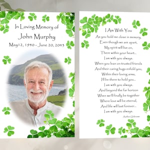 Cartes commémoratives et cartes de prière plastifiées Falling Shamrocks