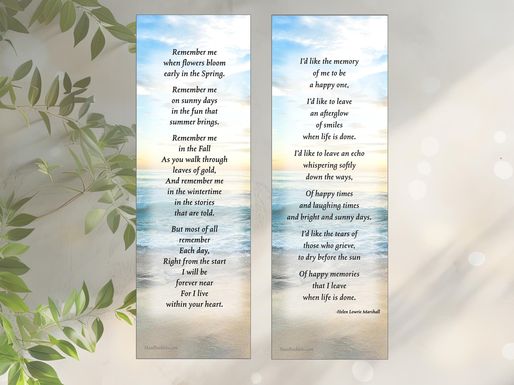 Memorial Bookmarks Laminated - Beach Sunset - Etsy