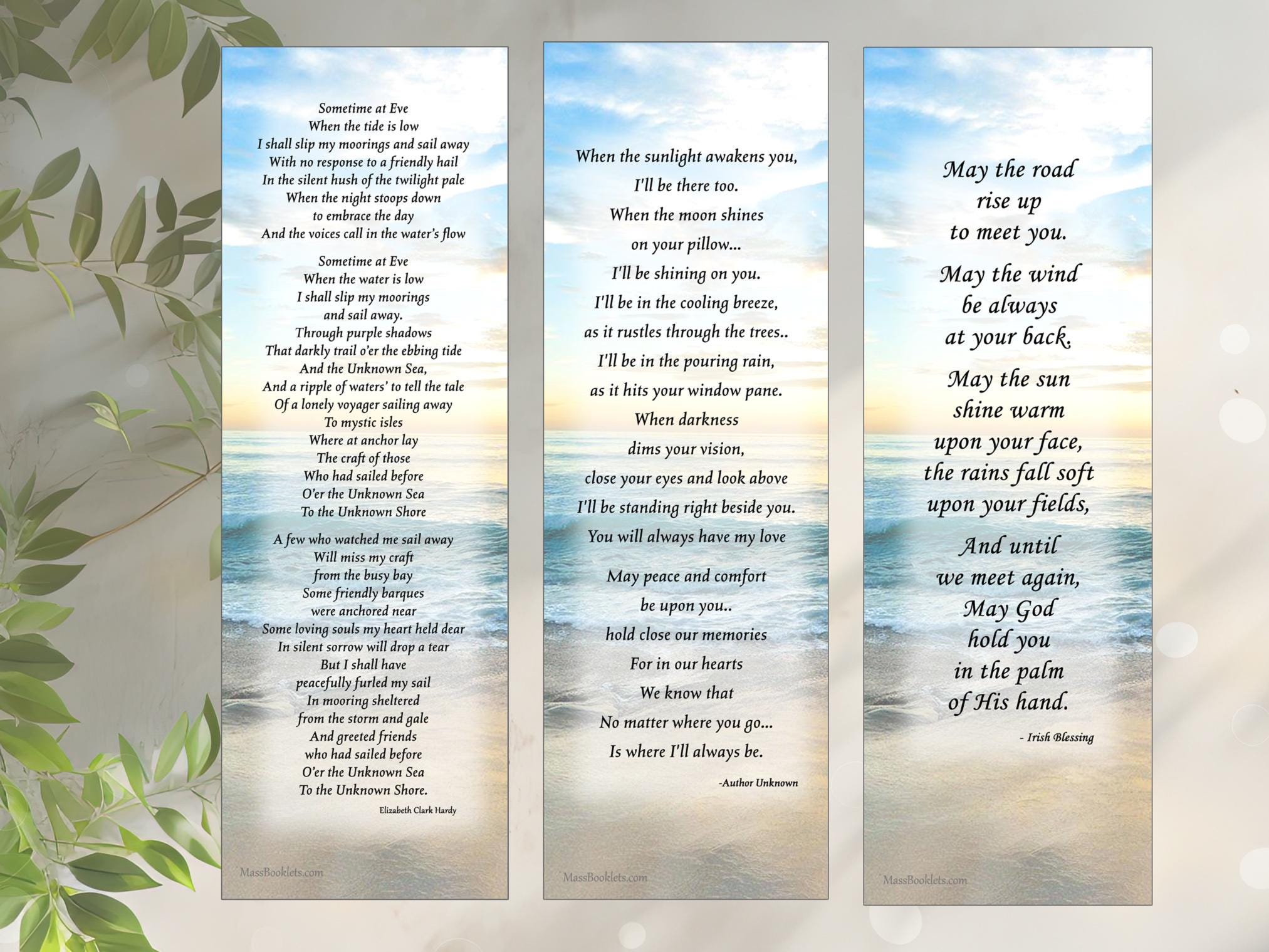 Memorial Bookmarks Laminated - Beach Sunset - Etsy