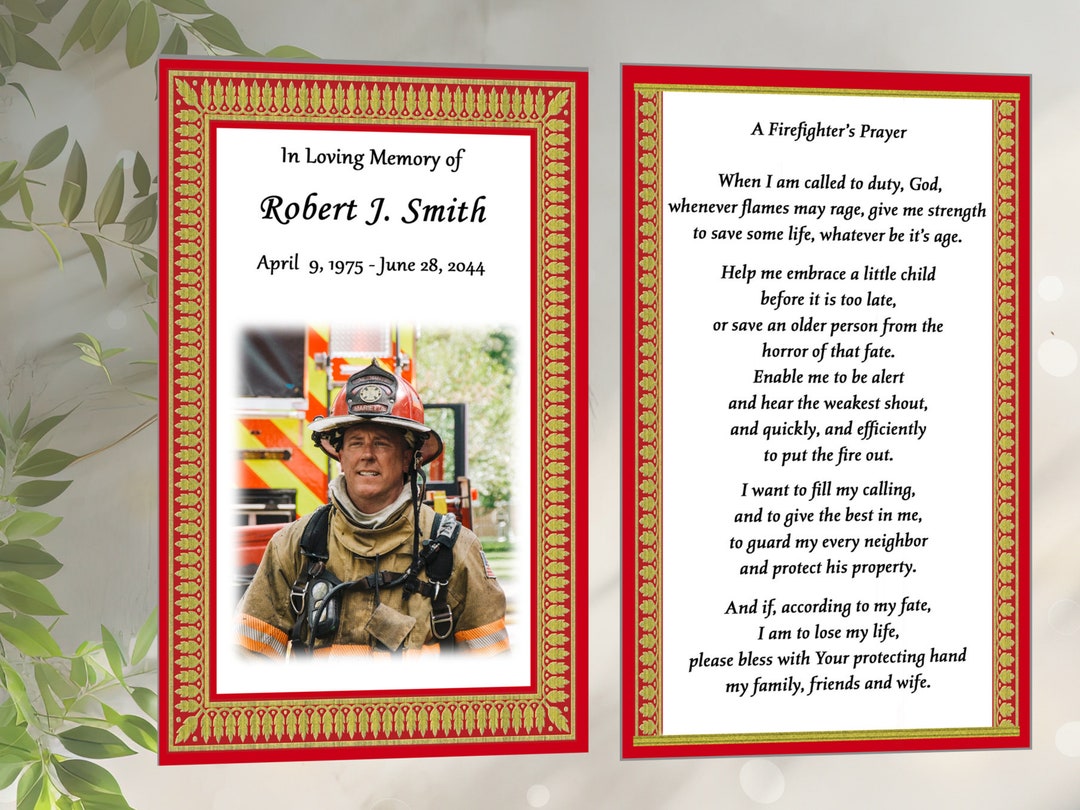 Memorial Cards and Prayer Cards Laminated Red Gold Border - Etsy
