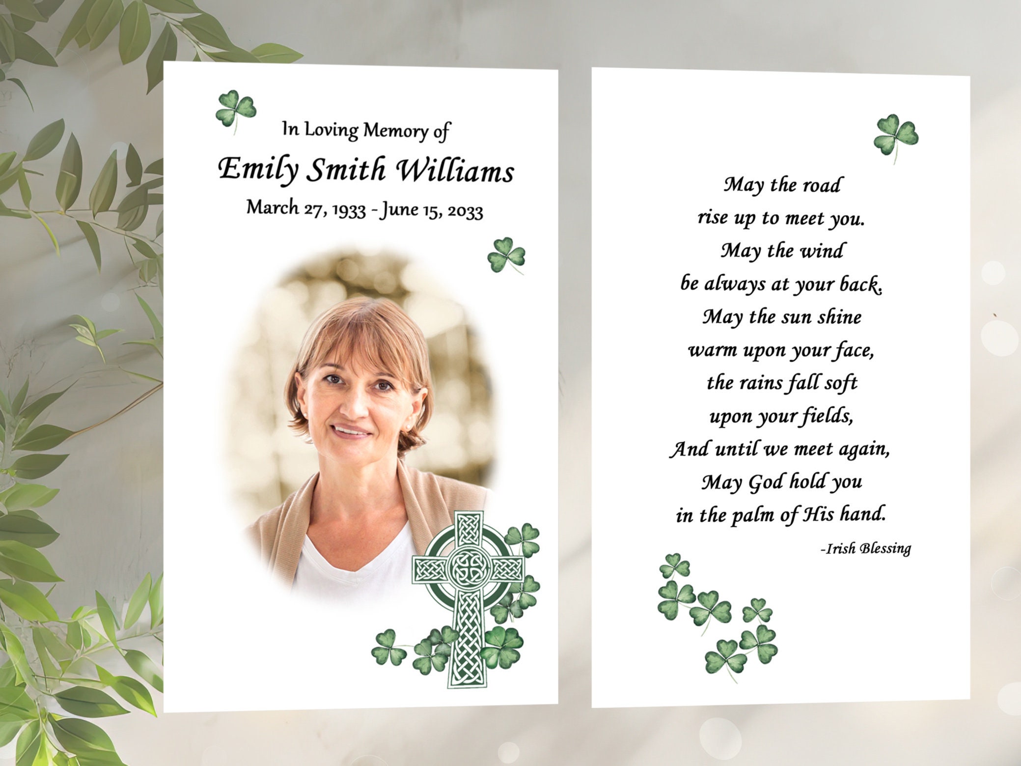 Celtic Cross Memorial Cards and Prayer Cards Laminated