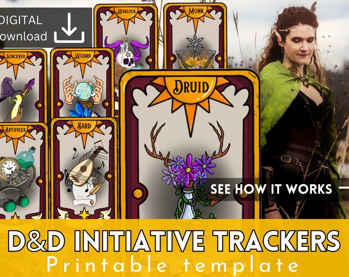 D&amp;D 5e Initiative Tracker Printable Dungeons and Dragons Cards ...