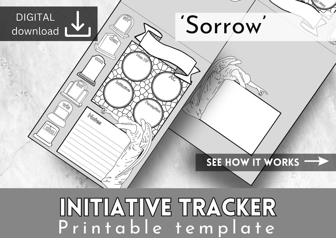 Initiative Tracker D&D 5e Grave Printable Dungeons and Dragons