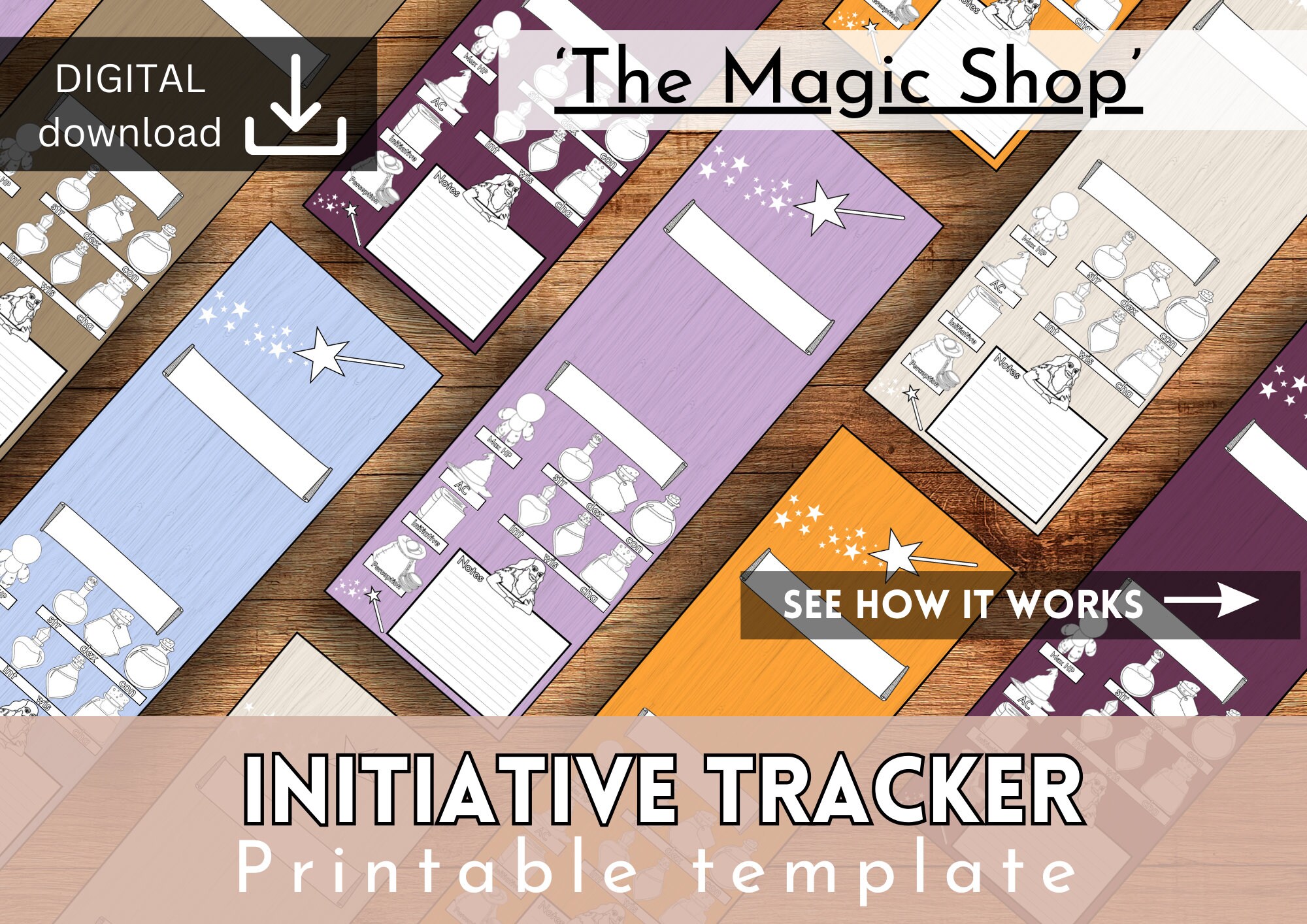 D&amp;D 5e Initiative Tracker Printable Dungeons and Dragons Cards ...